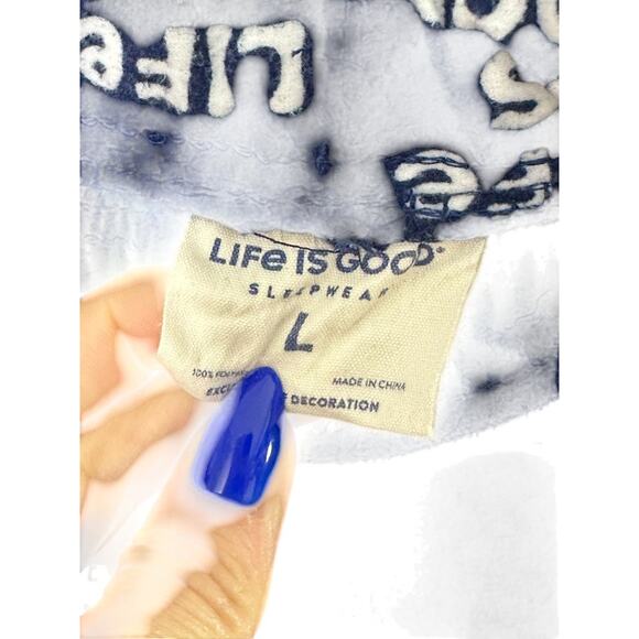 Life Is Good Navy Brushed Flannel Pajama Lounge Pants ADIRON SANTA JAKE Sz Large - Picture 6 of 6